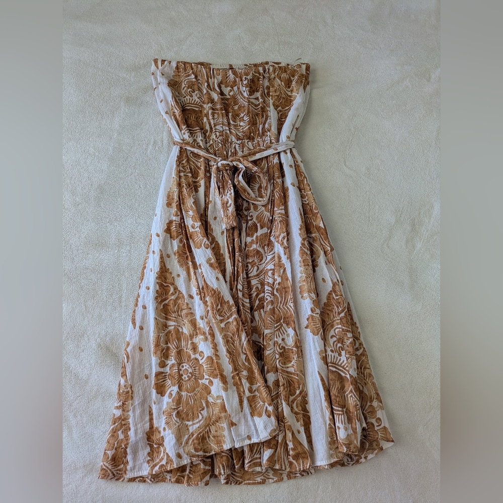 Dianne Von Furstenburg strapless Ikat Watercolor Gauzy knee dress - Picture 2 of 5